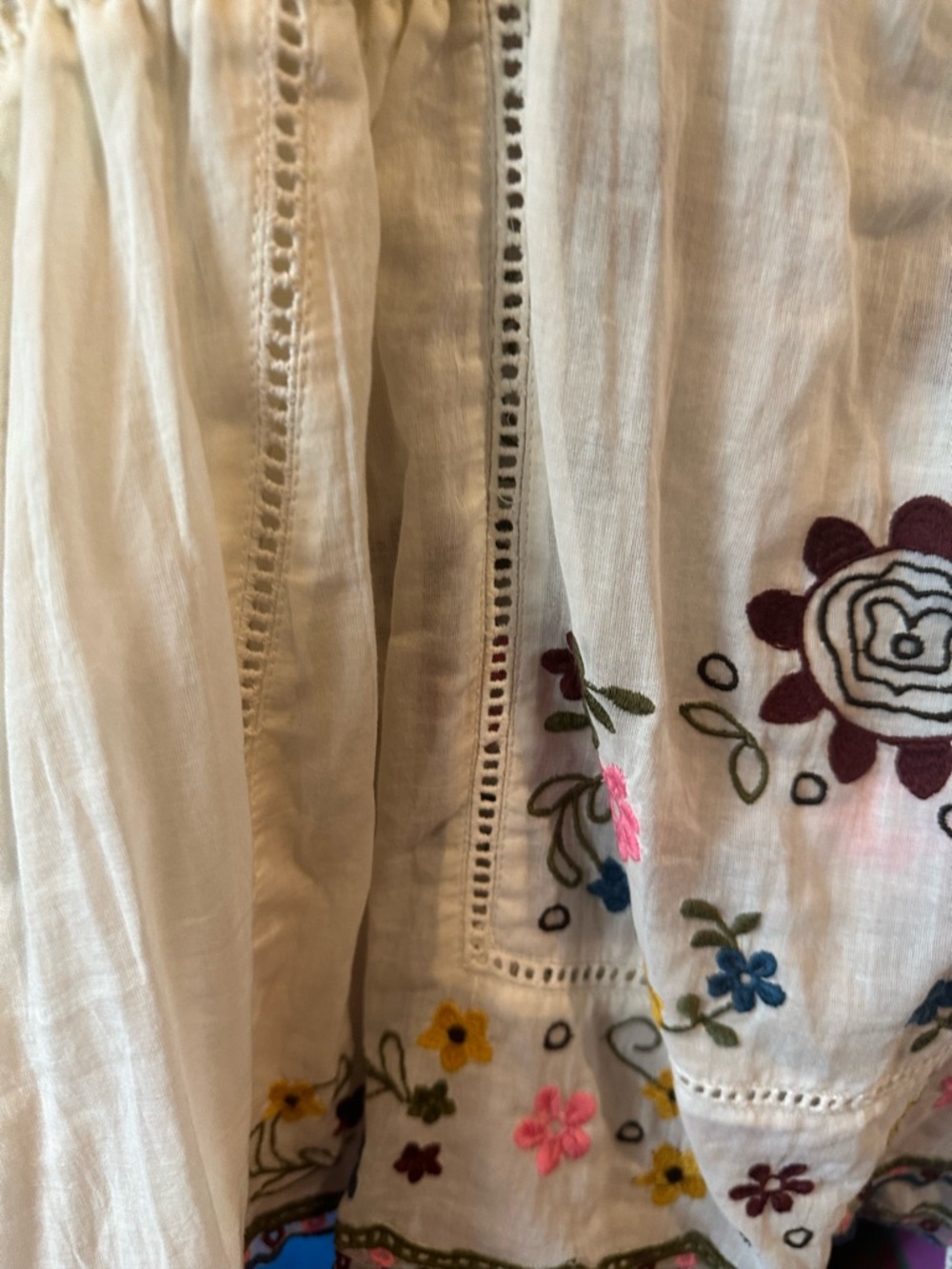 FREE PEOPLE “Danielle” Cotton Voile Embroidered Blouse Cloud Dancer Large NWT - Picture 4 of 15